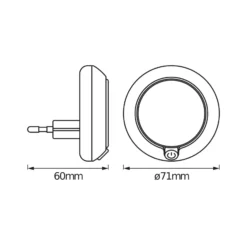 OSRAM LED-pistorasian yövalo LUNETTA ROUND, valkoinen, Ø 7 cm