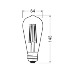 OSRAM LED Vintage 1906 Edison, kultainen, E27, 7,2 W, 824, dim.