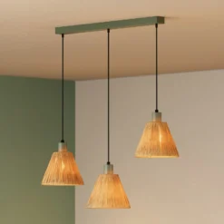 OSRAM riippuvalaisin Decor Raffia, 3-lamppuinen, luonnonväri, rafia