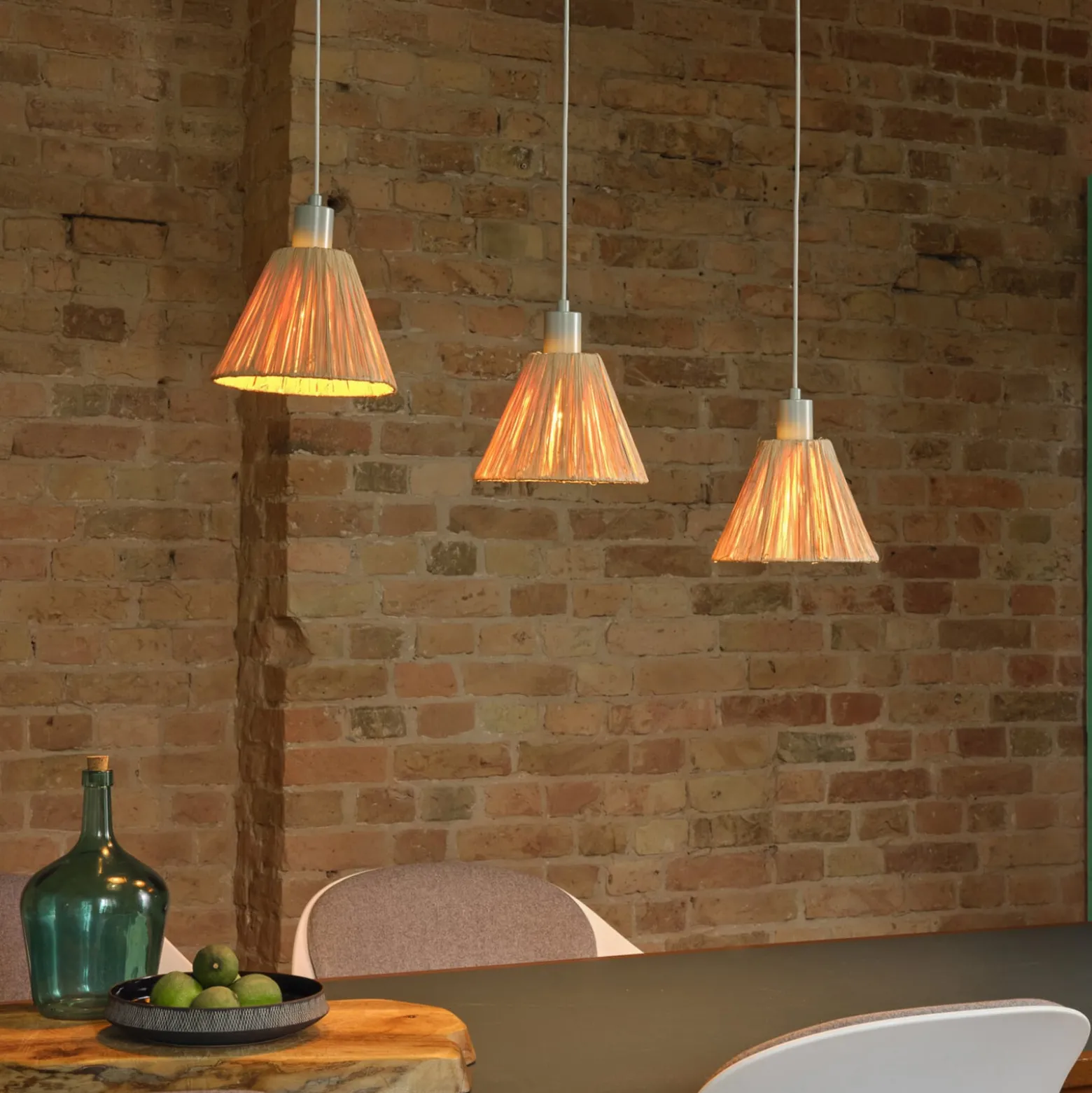 OSRAM riippuvalaisin Decor Raffia, 3-lamppuinen, luonnonväri, rafia