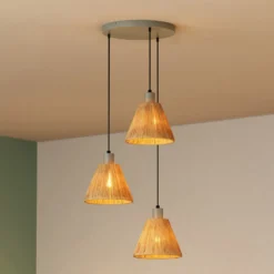 OSRAM riippuvalaisin Decor Raffia, 3-lamppuinen pyöreä, rafi, luonnonväri