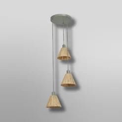 OSRAM riippuvalaisin Decor Raffia, 3-lamppuinen pyöreä, rafi, luonnonväri
