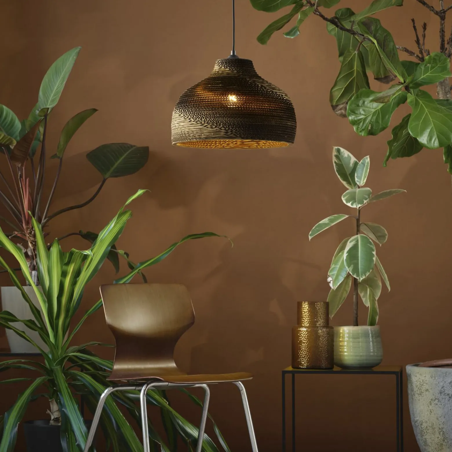 OSRAM riippuvalaisin HAT, ruskea, Ø 36 cm, aaltopahvi, E27