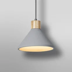 OSRAM riippuvalo CONCRETE WOOD, harmaa, Ø 22 cm, betoni, E27