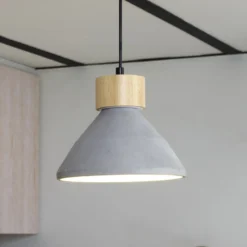 OSRAM riippuvalo CONCRETE WOOD, harmaa, Ø 22 cm, betoni, E27