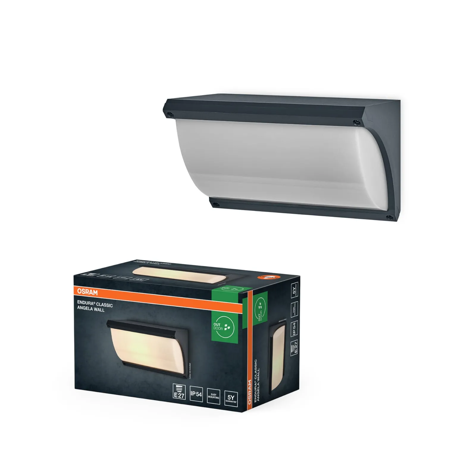 OSRAM ulkoseinälamppu ENDURA CLASSIC ANGELA, tummanharmaa, IP54
