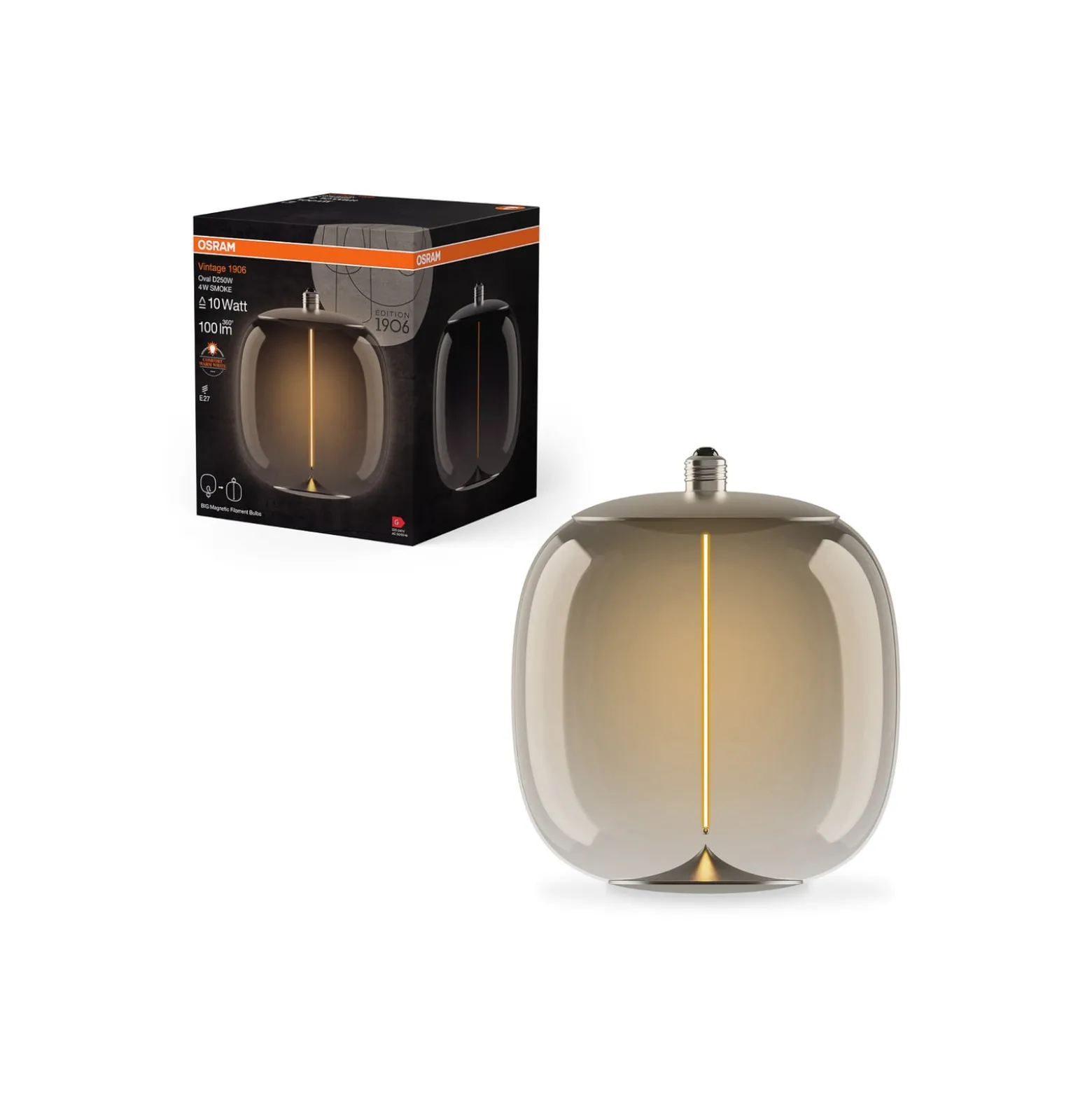OSRAM Vintage 1906 Big Oval, savu, E27, 1800 K, hehkulamppu