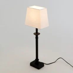 PALMARIA-pöytävalaisin, musta/valkoinen, korkeus 52 cm, metalli, E14