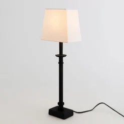PALMARIA-pöytävalaisin, musta/valkoinen, korkeus 52 cm, metalli, E14