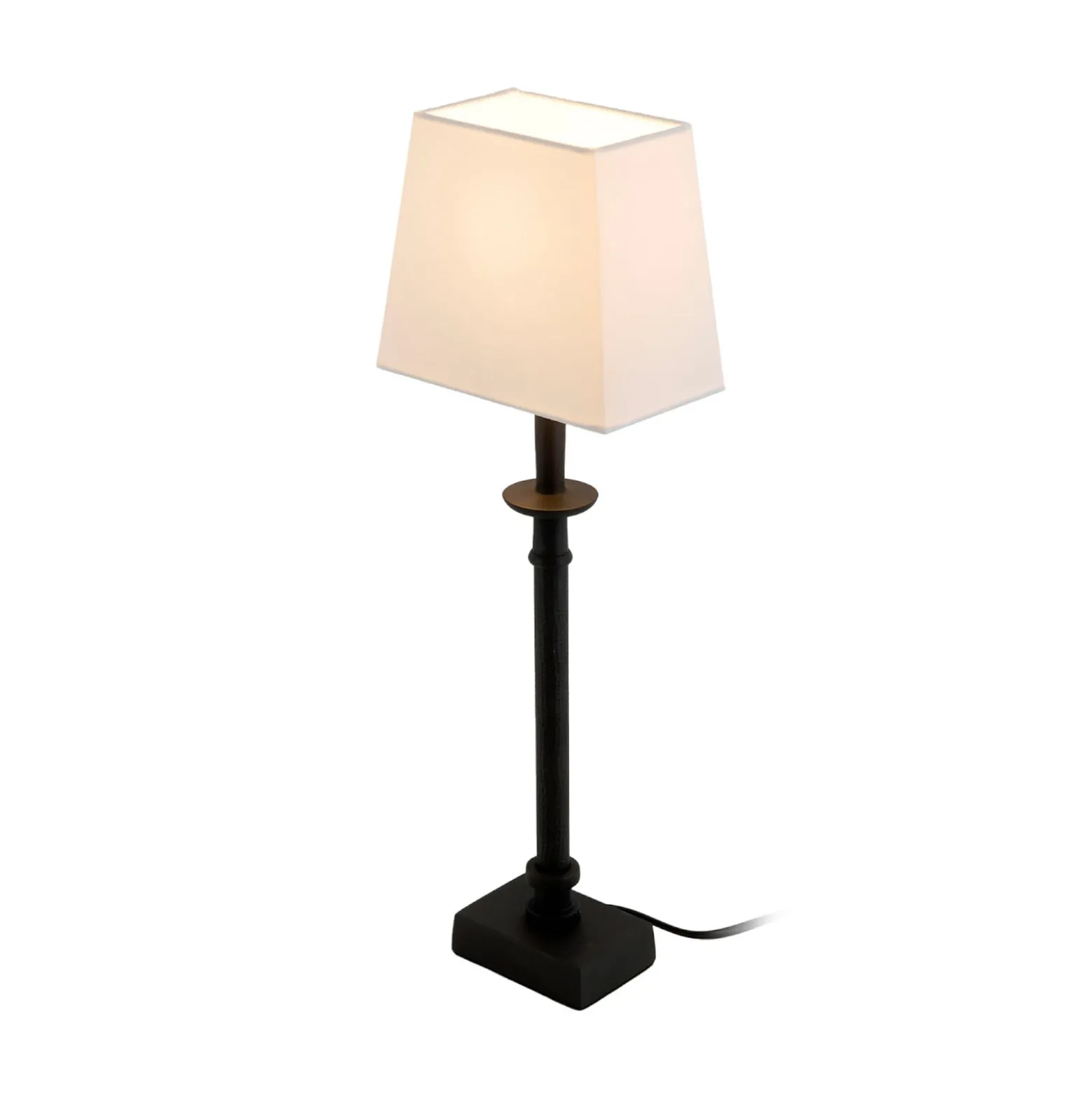 PALMARIA-pöytävalaisin, musta/valkoinen, korkeus 52 cm, metalli, E14