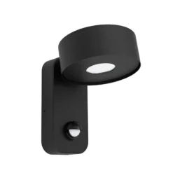 Palosco-LED-ulkoseinälamppu, musta, korkeus 17 cm, metallia, liiketunnistin