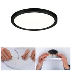 Paulmann Areo LED-paneeli pyöreä musta 4000K Ø17.5cm