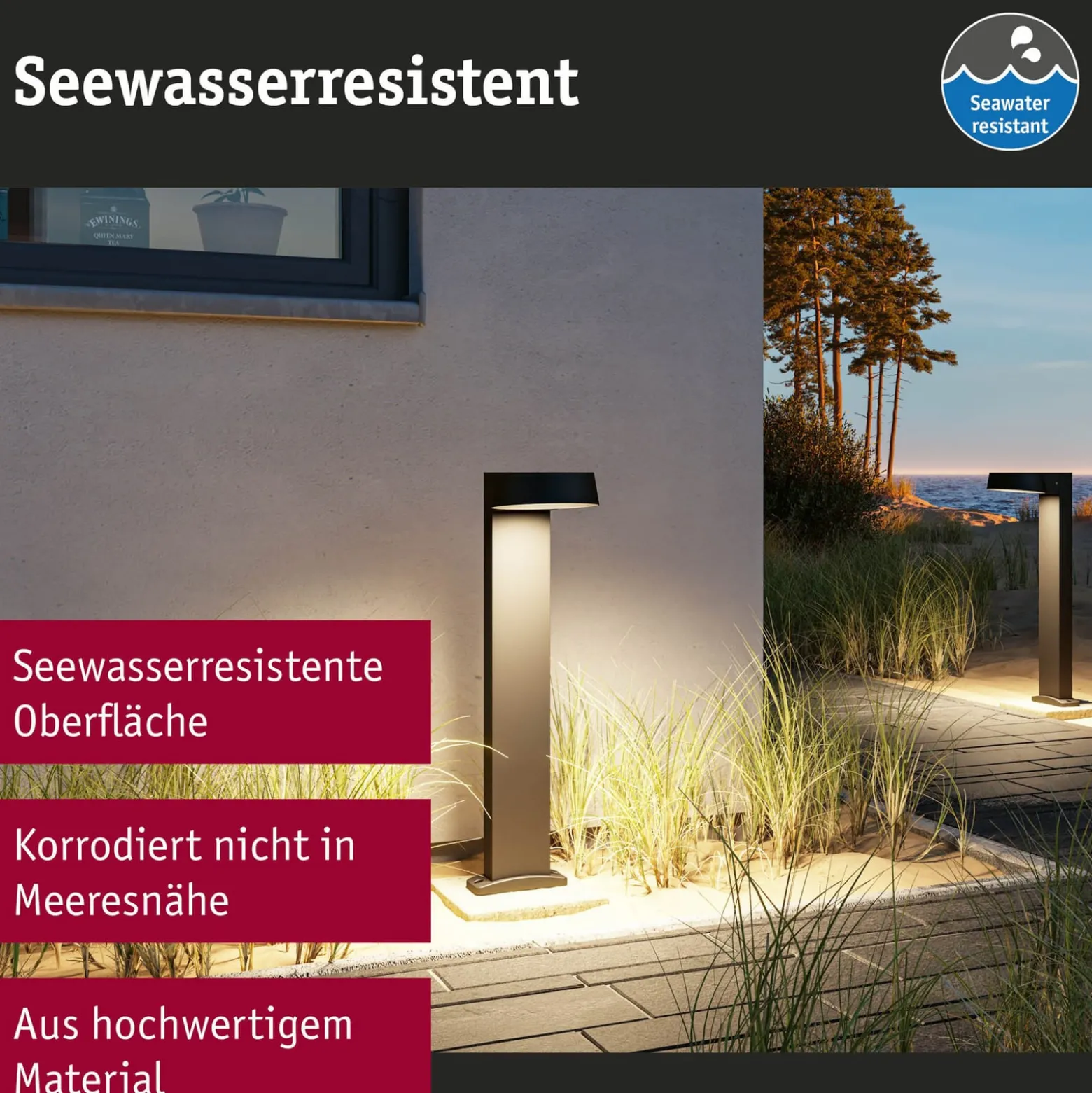 Paulmann Capea Grand, antrasiitti 65 cm alumiini IP44 LED-projektorilamppu,