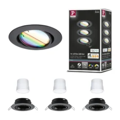 Paulmann Coin Base LED upotettu valonheitin musta 3 RGBW ZigBee