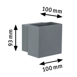 Paulmann Cybo LED-ulkoseinävalaisin, 2700 K, 10x10 cm, harmaa
