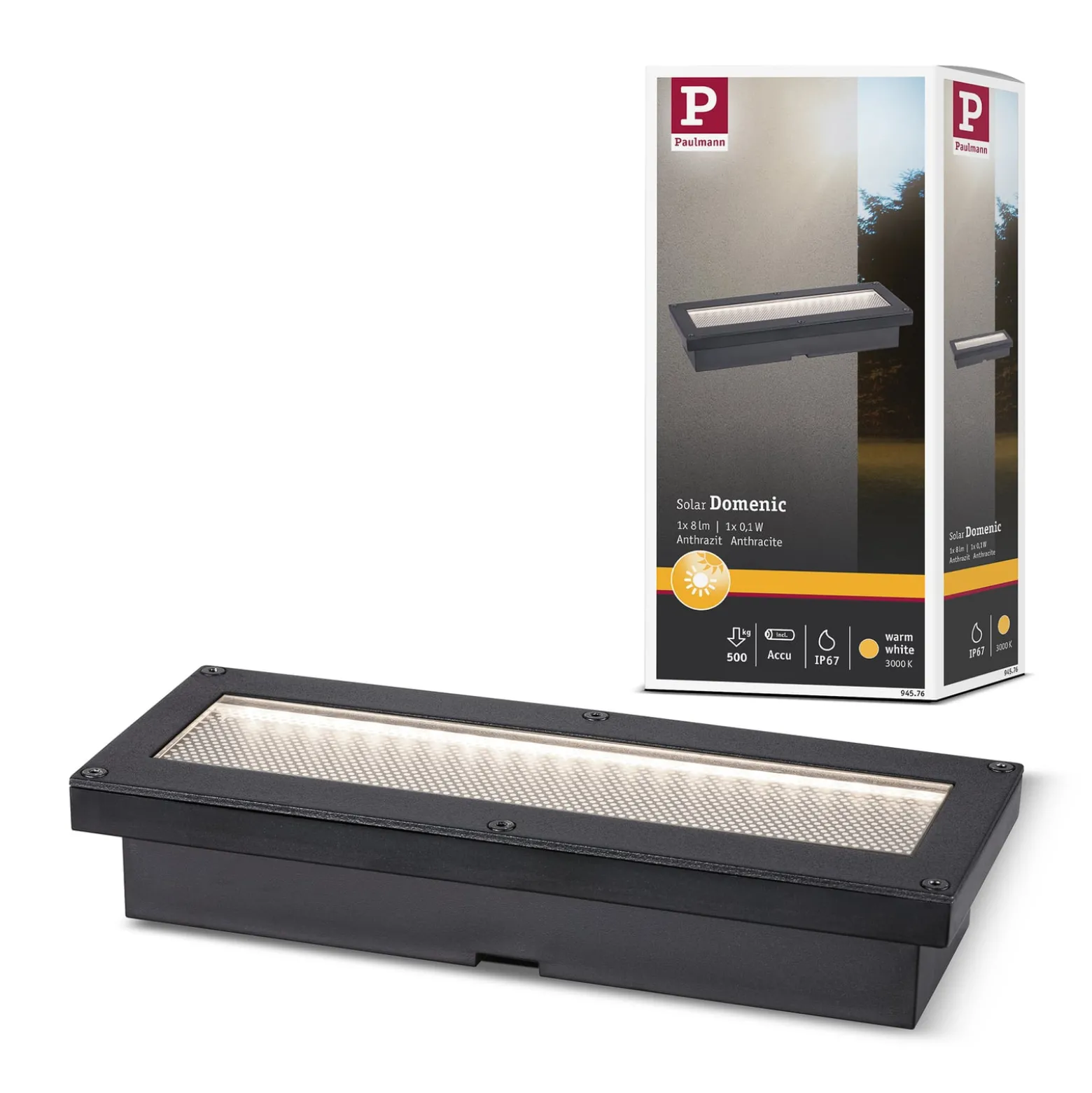 Paulmann Domenic Domenic LED aurinko upotettu lattiavalaisin 20x8cm