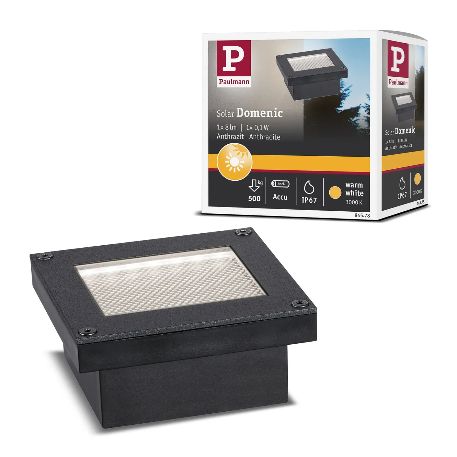 Paulmann Domenic Domenic LED aurinko upotettu lattiavalaisin 8x8cm