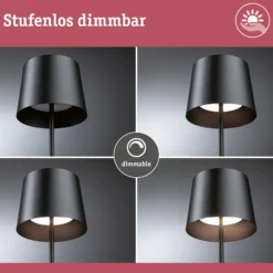 Paulmann LED-akkukäyttöinen pöytälamppu Gilo, musta, muovi, IP44