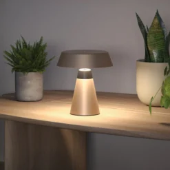Paulmann LED-akkukäyttöinen pöytälamppu Lirox, beige/musta, 20 cm, IP44