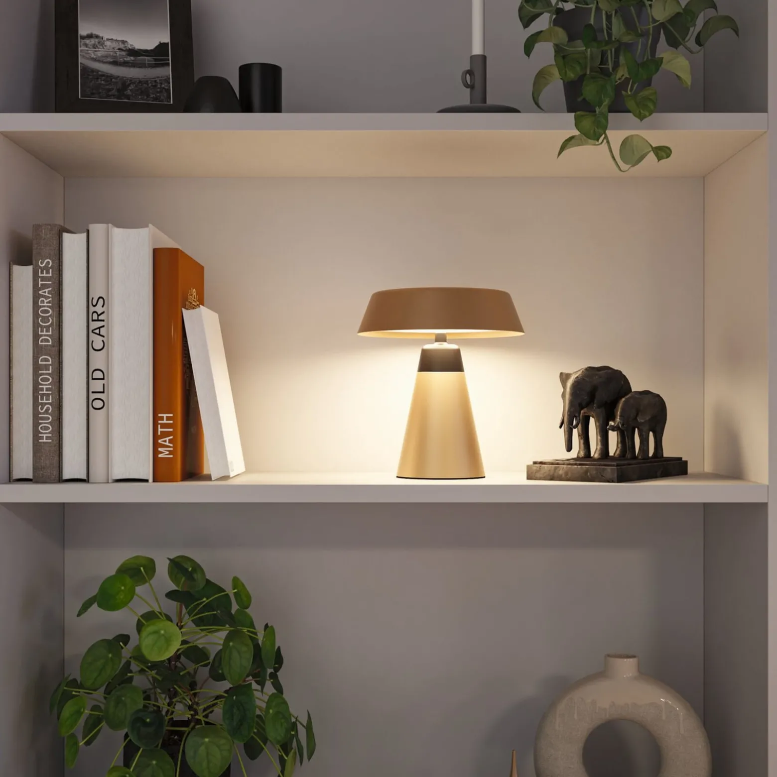 Paulmann LED-akkukäyttöinen pöytälamppu Lirox, beige/musta, 20 cm, IP44