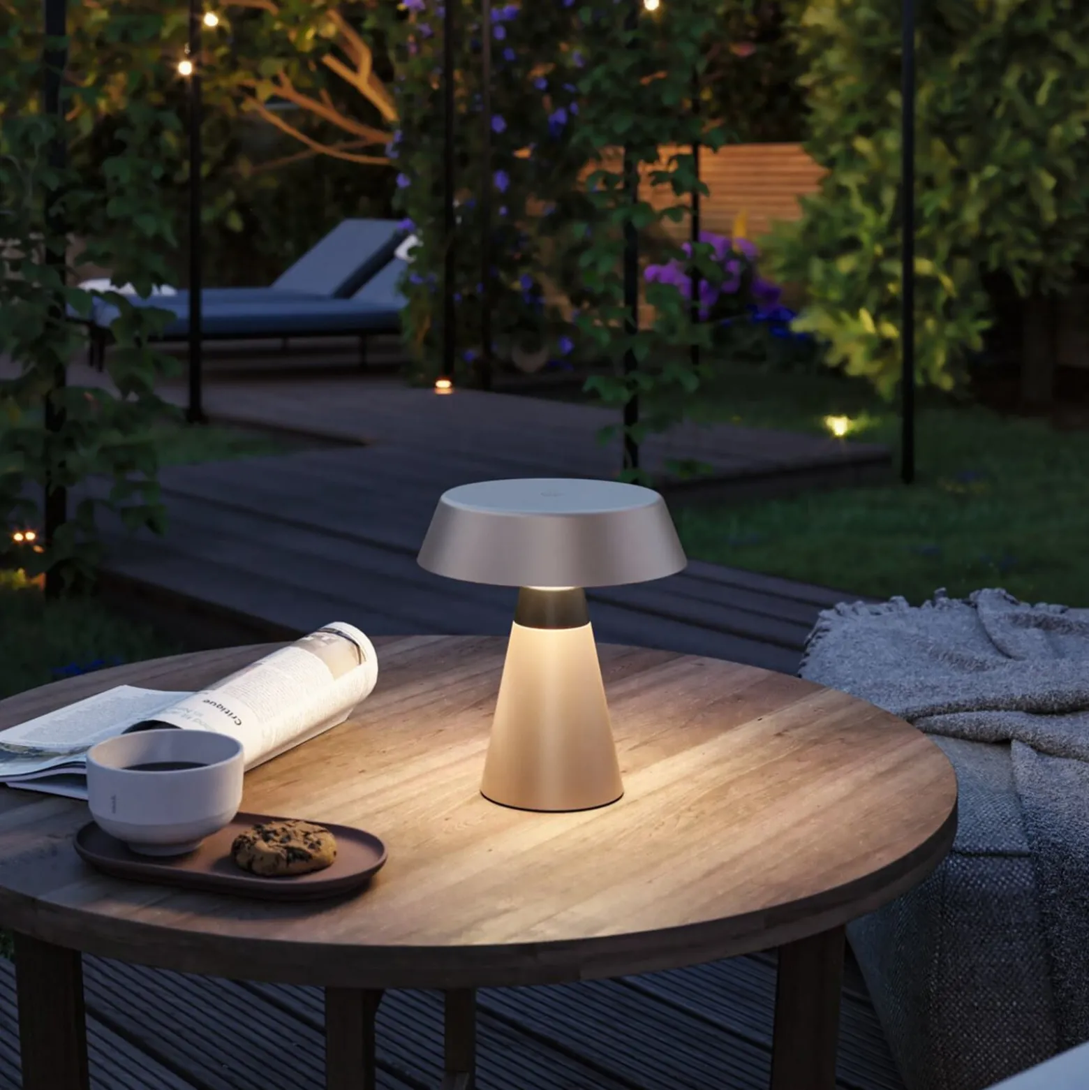 Paulmann LED-akkukäyttöinen pöytälamppu Lirox, beige/musta, 20 cm, IP44