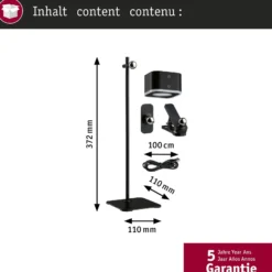 Paulmann LED-akkupöytälamppu Varia, musta, 37 cm himmennettävä CCT