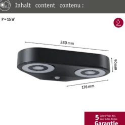 Paulmann LED-anturiseinävalaisin Silma antrasiitti 2-valo IP44