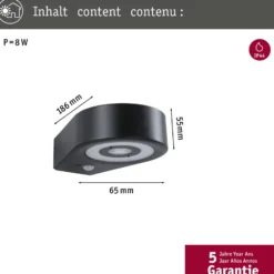 Paulmann LED-anturiseinävalaisin Silma antrasiitti 1-valo IP44