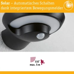 Paulmann LED aurinko ulkoseinävalaisin Bordola, anturi, antrasiitti, antrasiitti