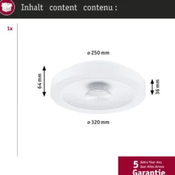Paulmann LED-kattovalaisin Volea, valkoinen/hopea Ø 32 cm IP44 himmennettävä