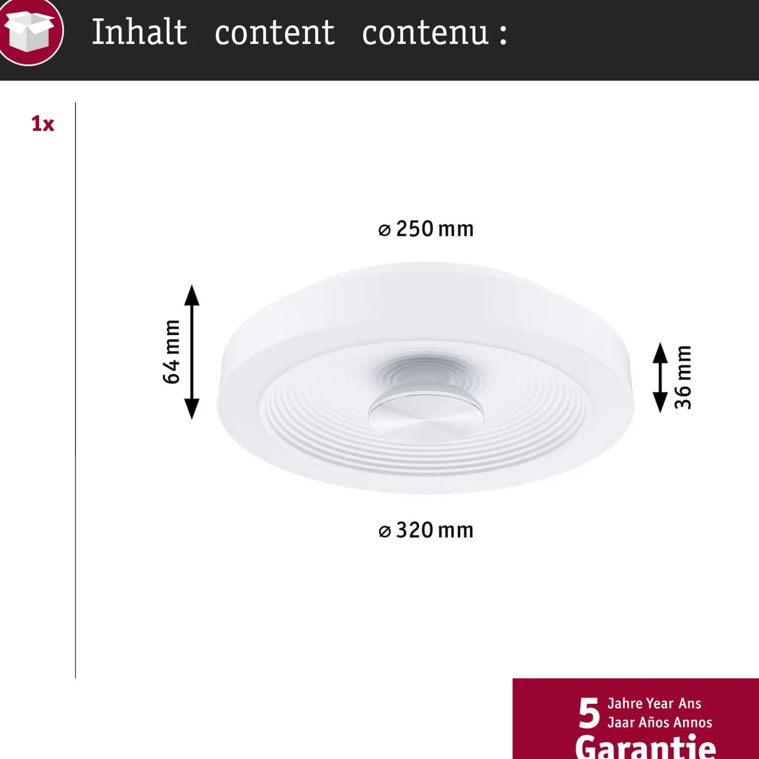 Paulmann LED-kattovalaisin Volea, valkoinen/hopea Ø 32 cm IP44 himmennettävä
