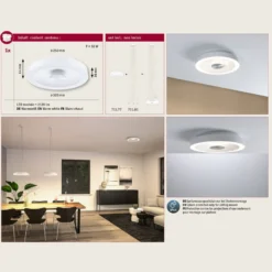 Paulmann LED-kattovalaisin Volea, valkoinen/hopea Ø 32 cm IP44 himmennettävä