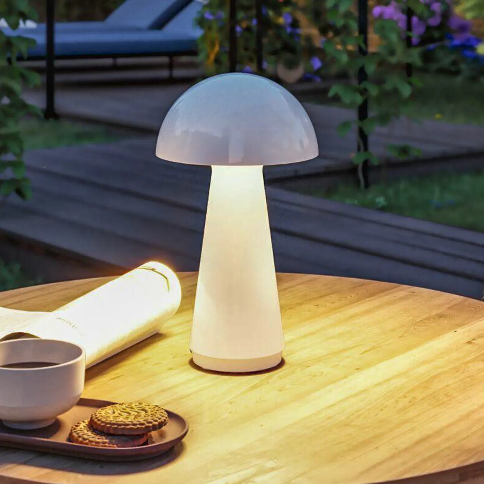 Paulmann LED-ladattava pöytävalaisin Onzo, valkoinen, muovi, IP44