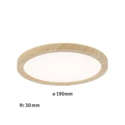Paulmann LED-paneeli Atria Shine, halkaisija 19 cm, puu, IP44, 3000 K,