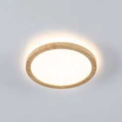 Paulmann LED-paneeli Atria Shine, halkaisija 19 cm, puu, IP44, 3000 K,