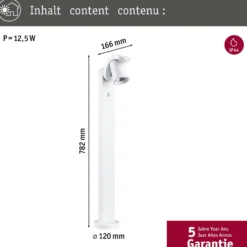 Paulmann LED-pylväsvalaisin Cuff, alumiini, anturi, valkoinen