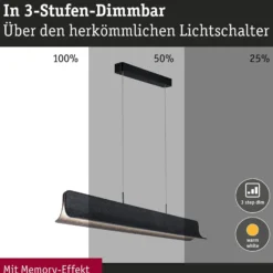 Paulmann LED-riippuvalaisin Noyan, antrasiitti, huopa, 3-portainen