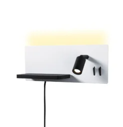 Paulmann LED-seinävalaisin Serra, vasen, USB-C, valkoinen/musta
