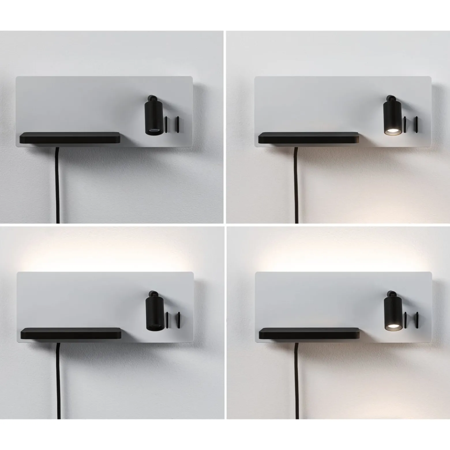 Paulmann LED-seinävalaisin Serra, vasen, USB-C, valkoinen/musta