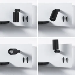 Paulmann LED-seinävalaisin Serra, vasen, USB-C, valkoinen/musta