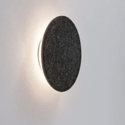 Paulmann LED-seinävalaisin Tulga, Ø 20 cm, antrasiitti, huopa