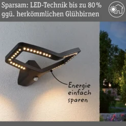 Paulmann LED-tunnistimella varustettu ulkoseinävalaisin Alara, antrasiitti, IP44
