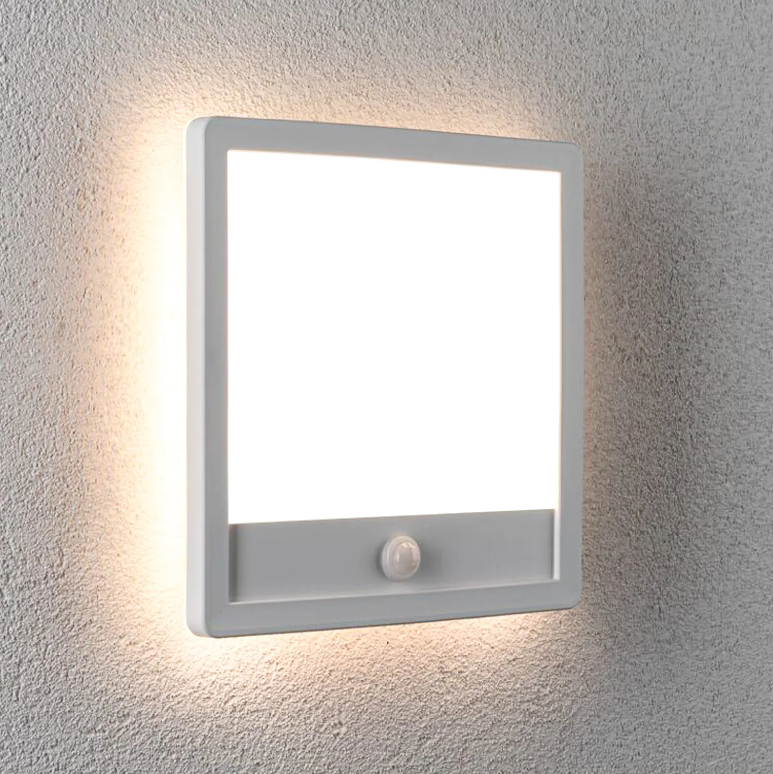 Paulmann LED-ulkoseinälamppu Lamina, valkoinen, IP44, anturi