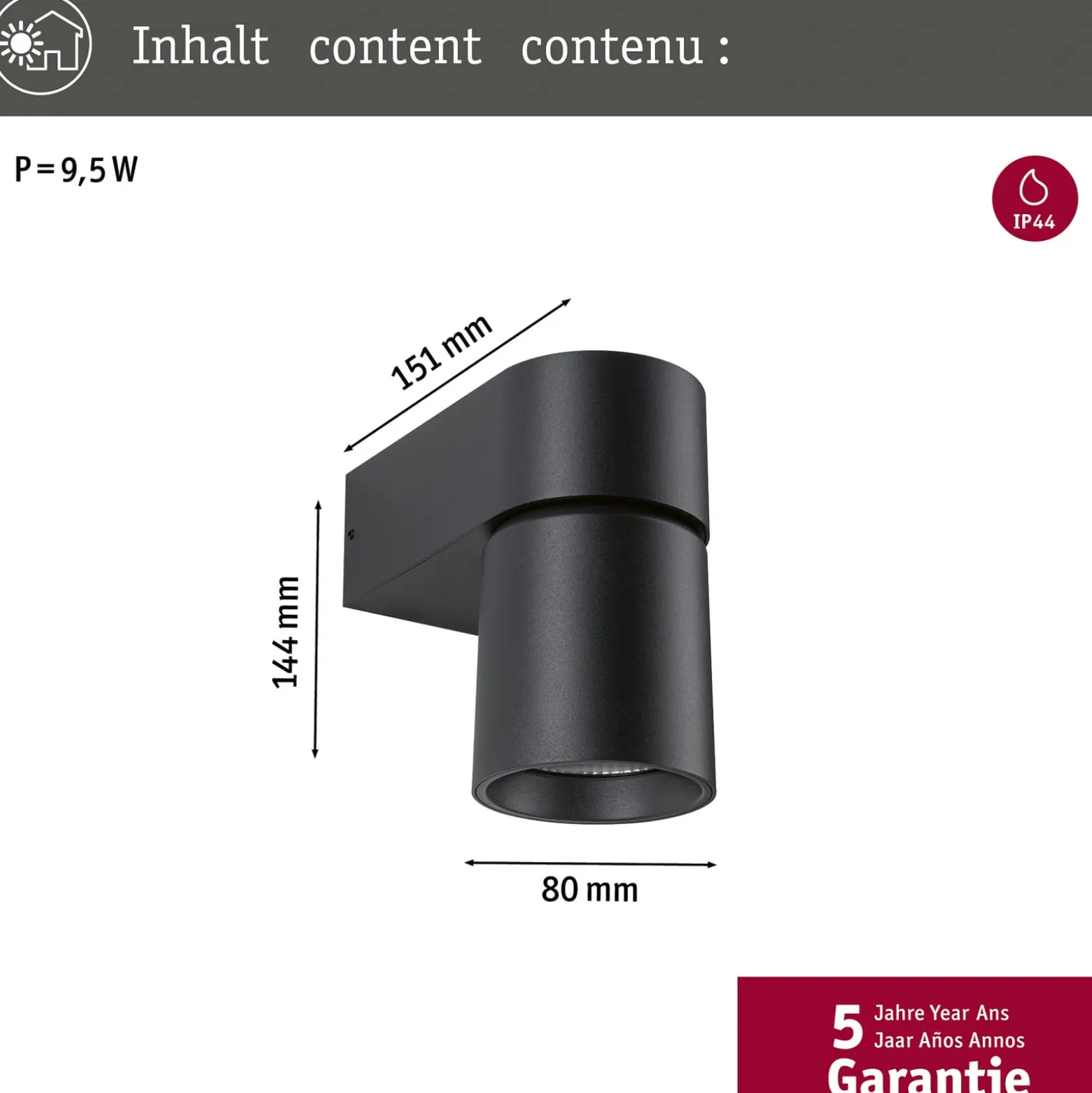 Paulmann LED-ulkoseinävalaisin Kimu, antrasiitti, 2200 K