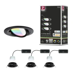 Paulmann LED-uppovalaisin Nova Coin Smart, musta, RGBW, 3 kpl, 8,4 cm