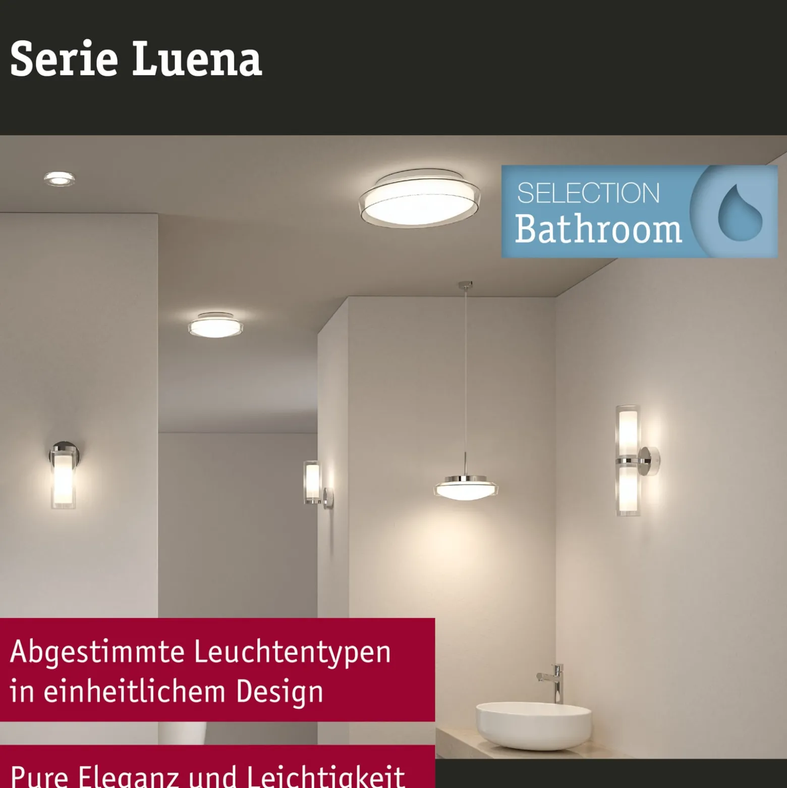 Paulmann Luena LED-kattovalaisin, IP44, kromi, Ø 35 cm