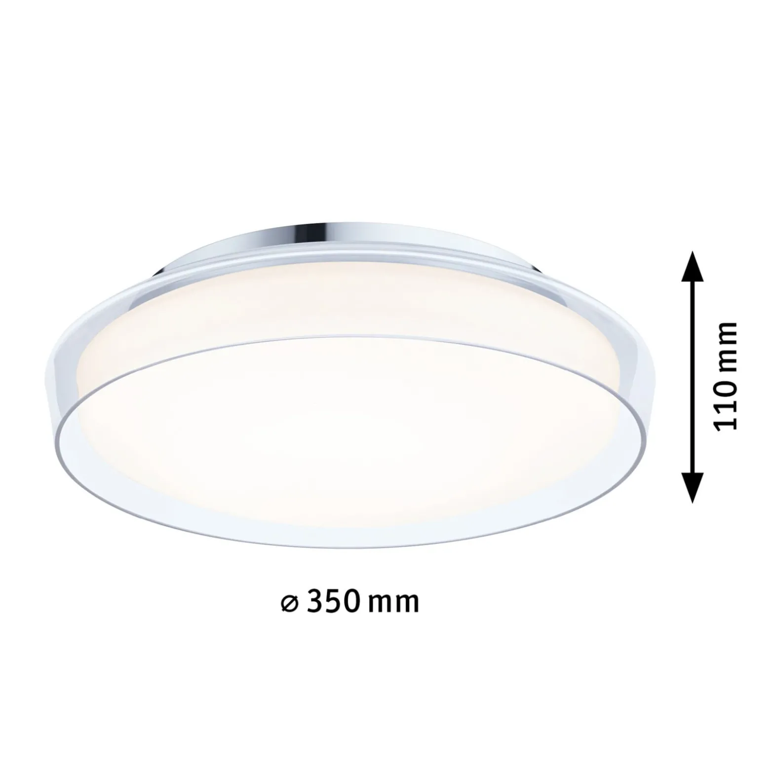 Paulmann Luena LED-kattovalaisin, IP44, kromi, Ø 35 cm