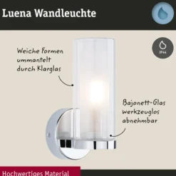 Paulmann Luena -seinävalaisin IP44 kromi E14 1x
