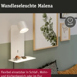 Paulmann Malena USB -seinäkohdevalo tasolla, valk.