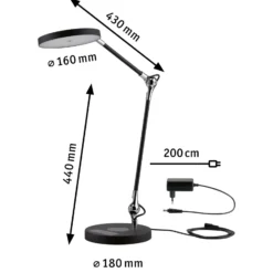 Paulmann Numis LED-pöytälamppu lataustoiminnolla, musta